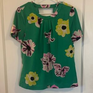 J. Crew Green Floral Blouse